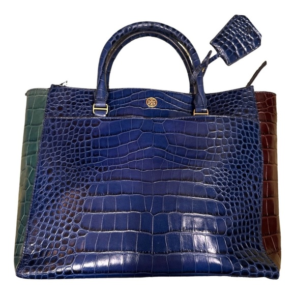 Tory Burch Handbags - Tory Burch Multicolor Crocodile-Embossed Tote